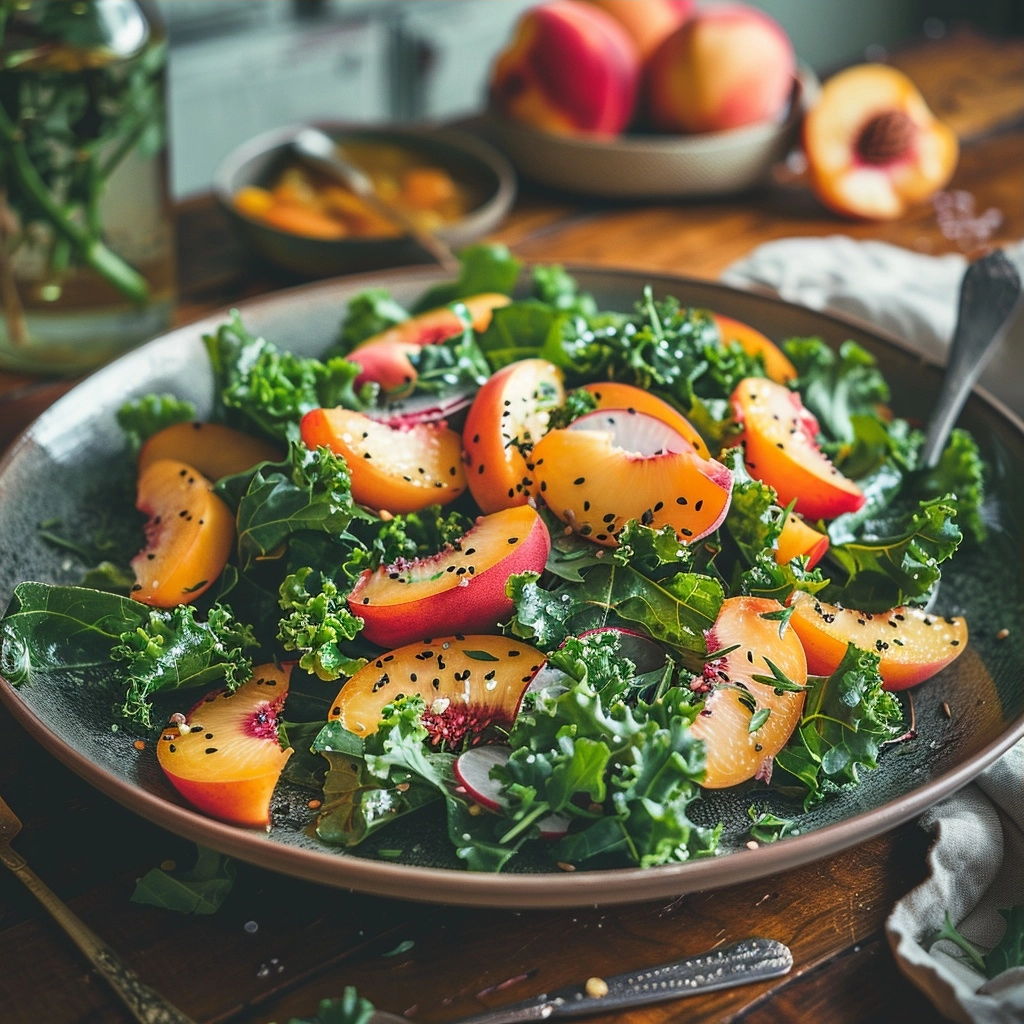 Summer Peach Kale Salad Perfection