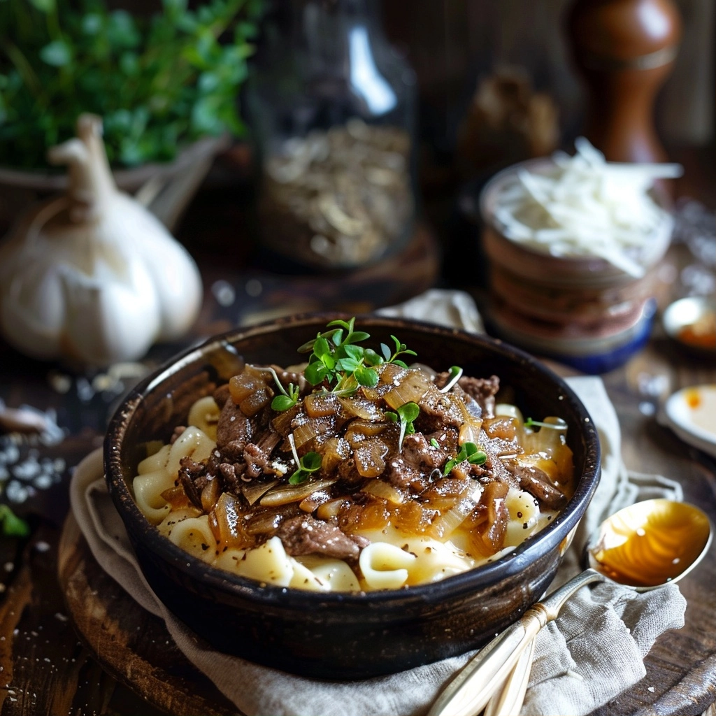 French Onion Beef and Noodles 3 French Onion Beef and Noodles