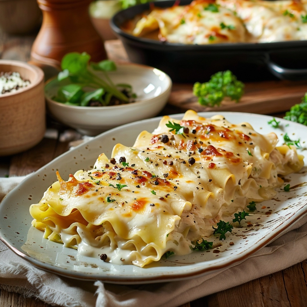 Chicken Alfredo Lasagna Roll Ups