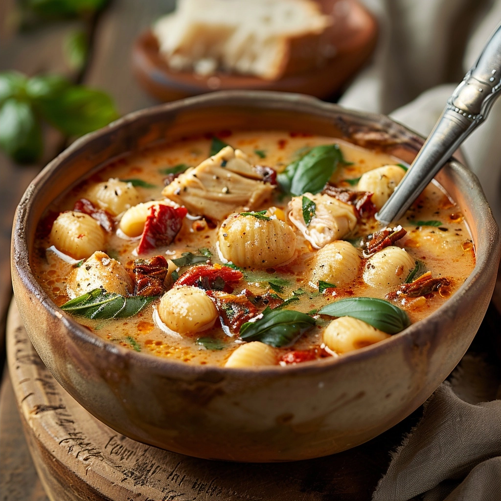 Rich, Creamy Chicken & Gnocchi Sun-Dried Tomato Soup