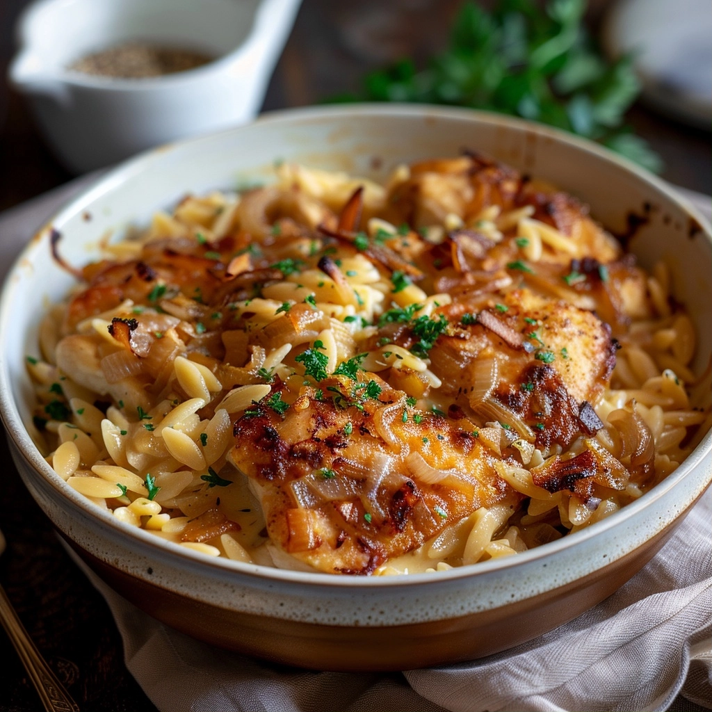 French Onion Chicken Orzo Casserole 3 French Onion Chicken Orzo Casserole