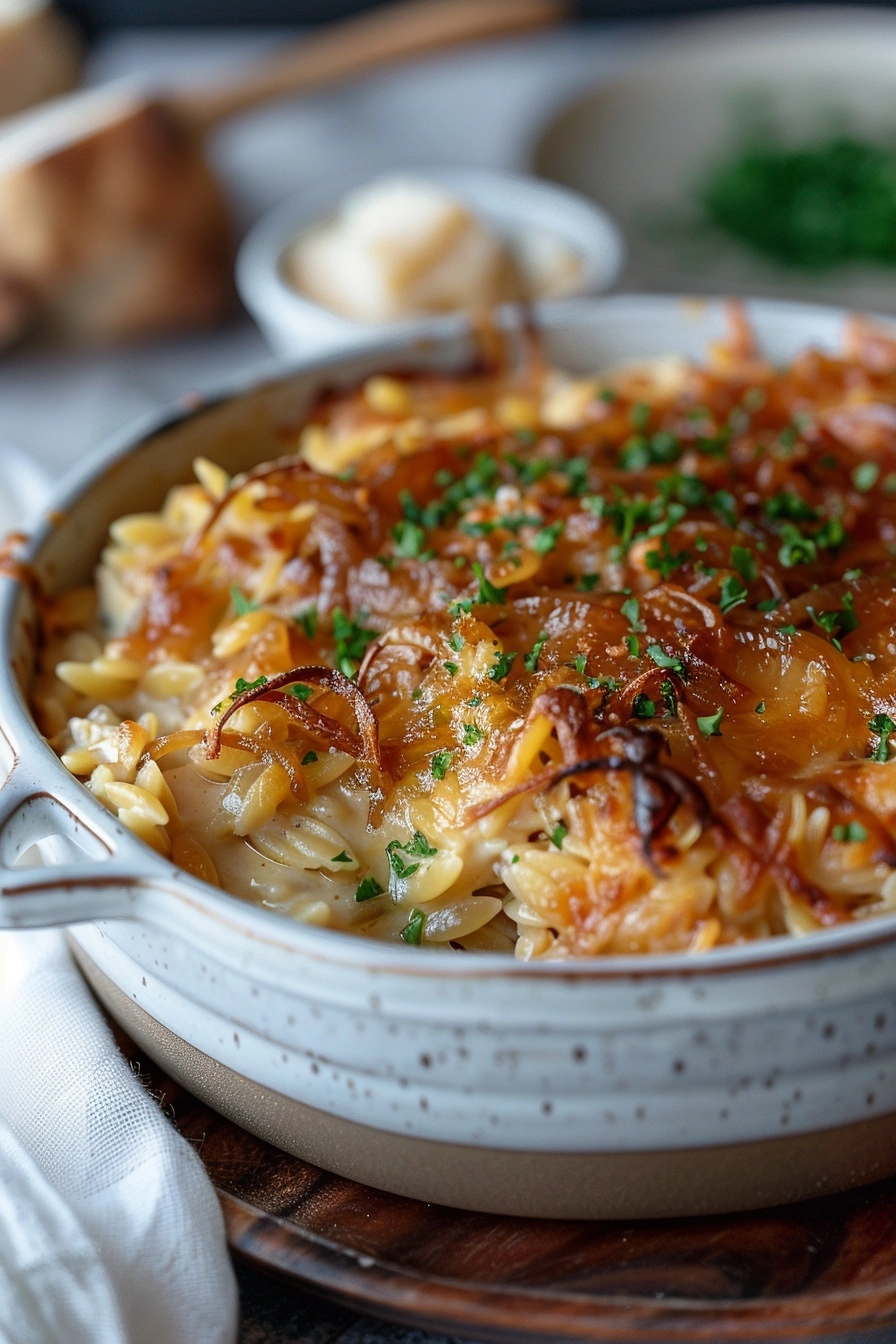 French Onion Chicken Orzo Casserole 2 image 1781029725047