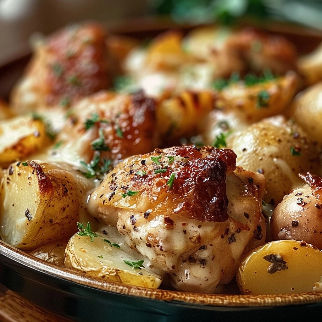 Garlic Parmesan Crockpot Chicken and Potatoes