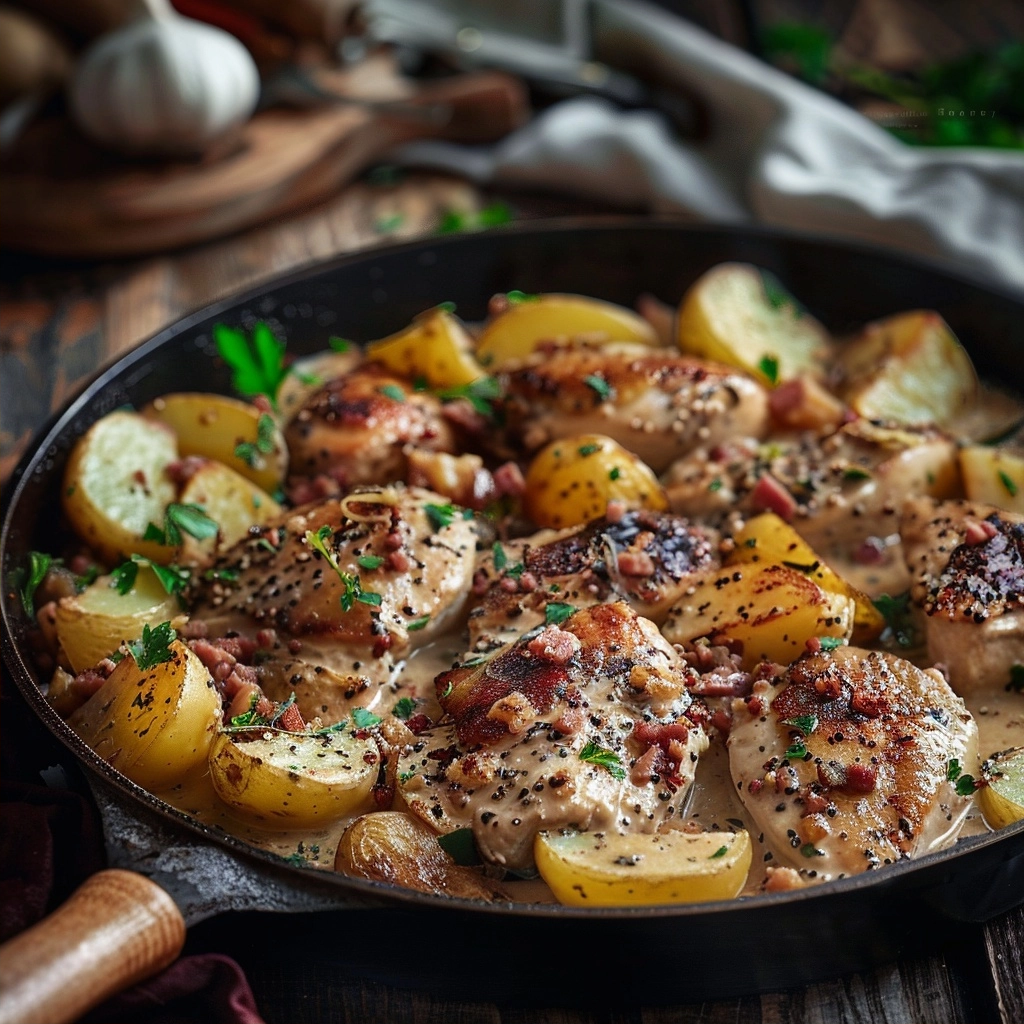 Creamy Dijon Chicken and Potatoes ONE PAN