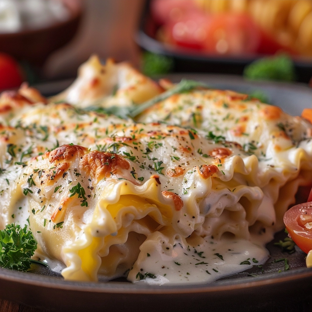 Chicken Alfredo Lasagna Roll Ups