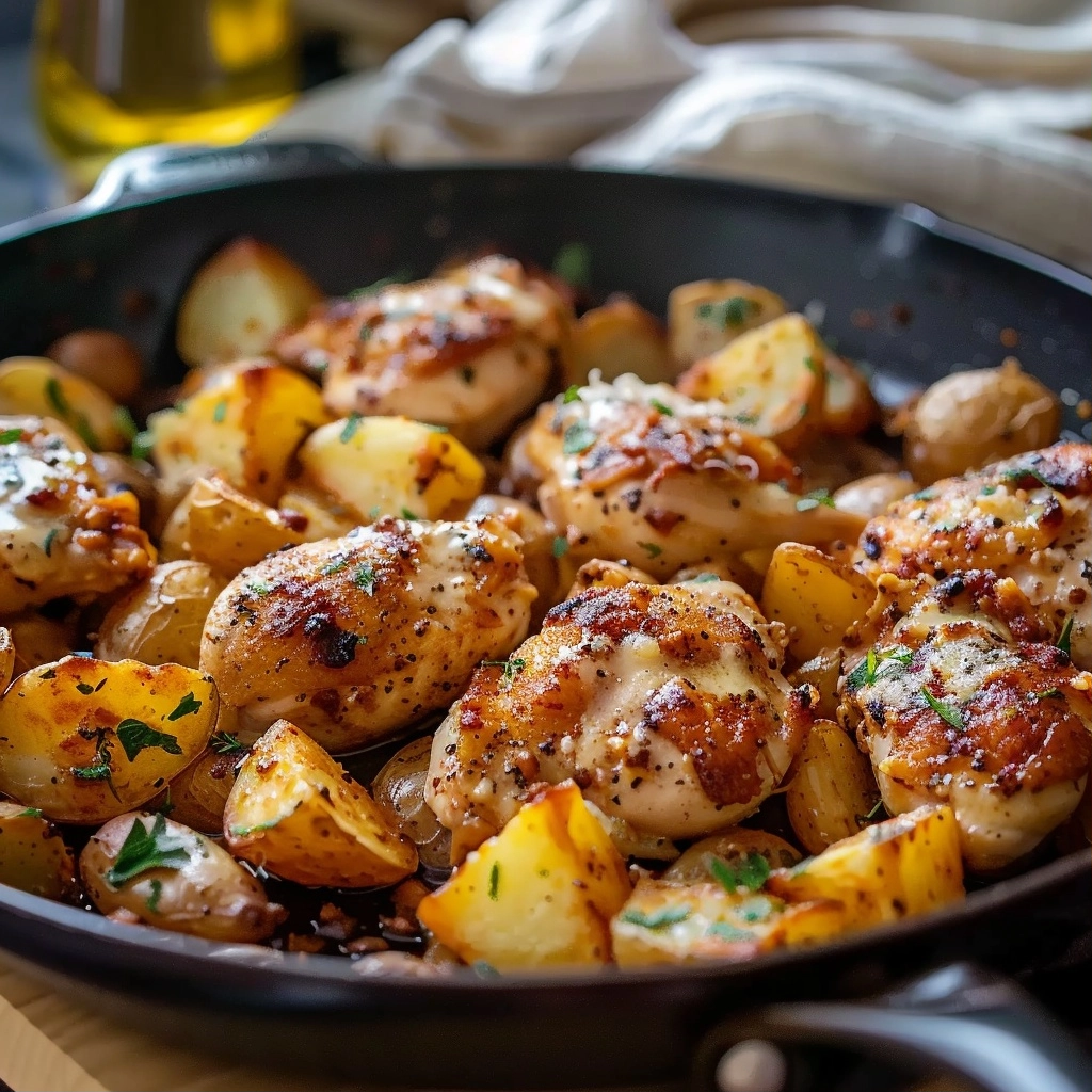 Garlic Parmesan Chicken and Potatoes One-Pan