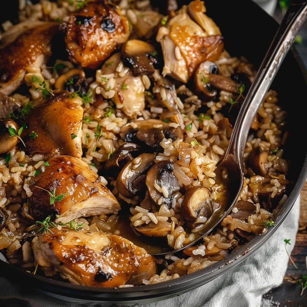 One Pot Mushroom Chicken and Rice