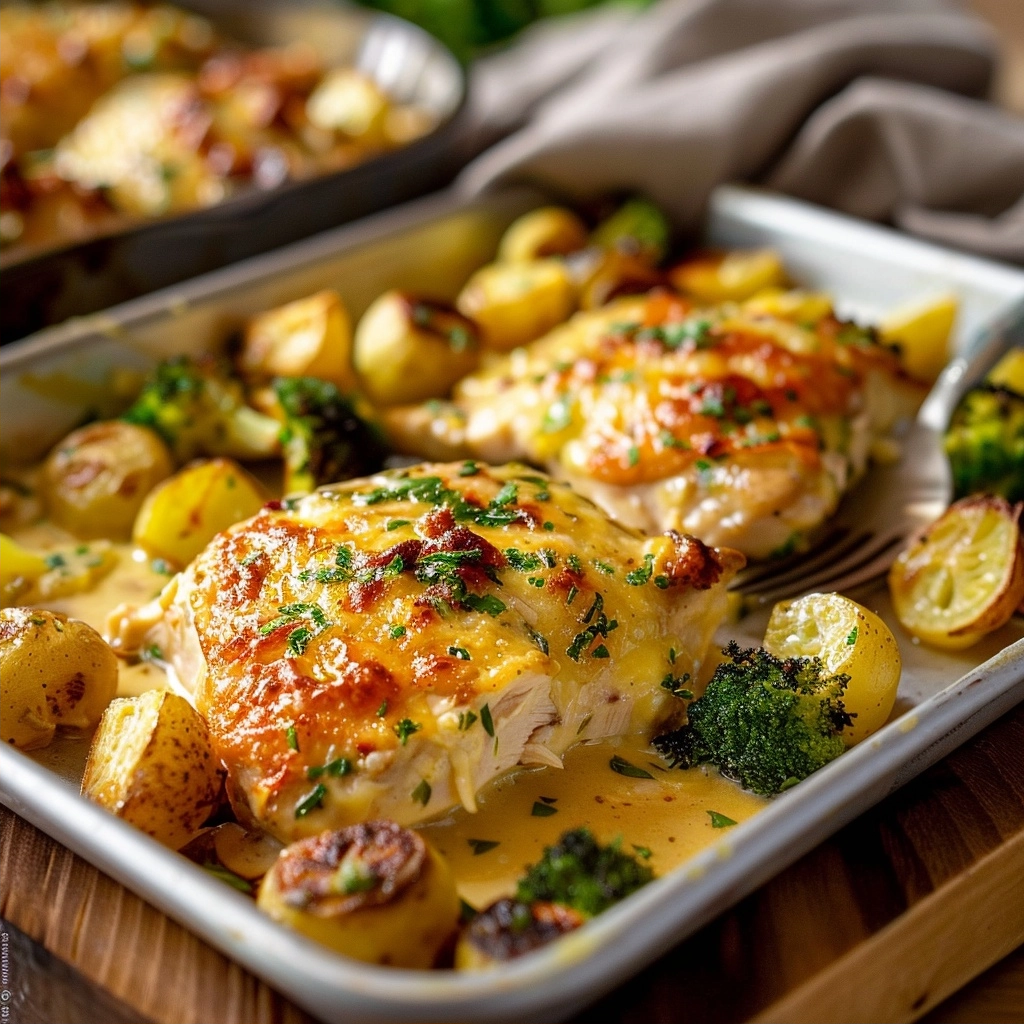 Creamy Chicken Sheet Pan Dinner Perfection