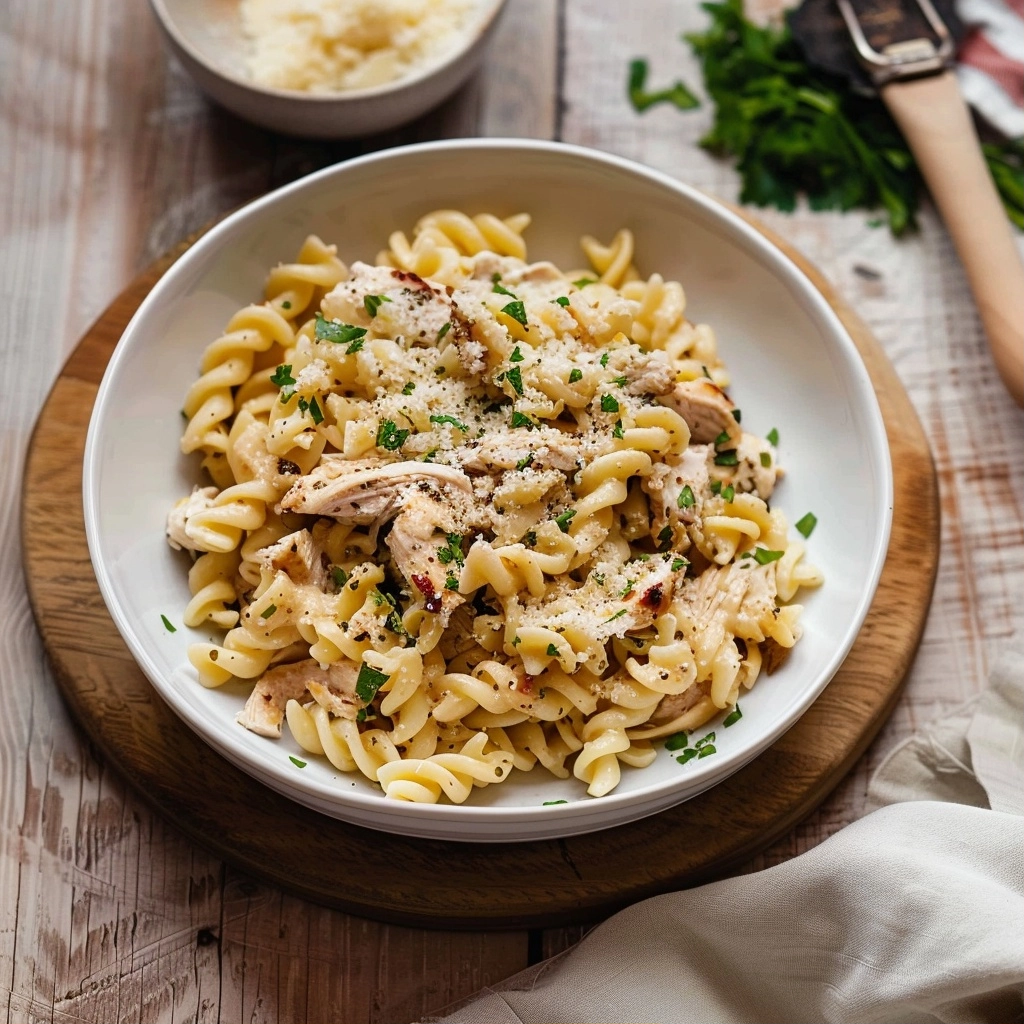 Crockpot Garlic Parmesan Chicken Pasta Done Simply