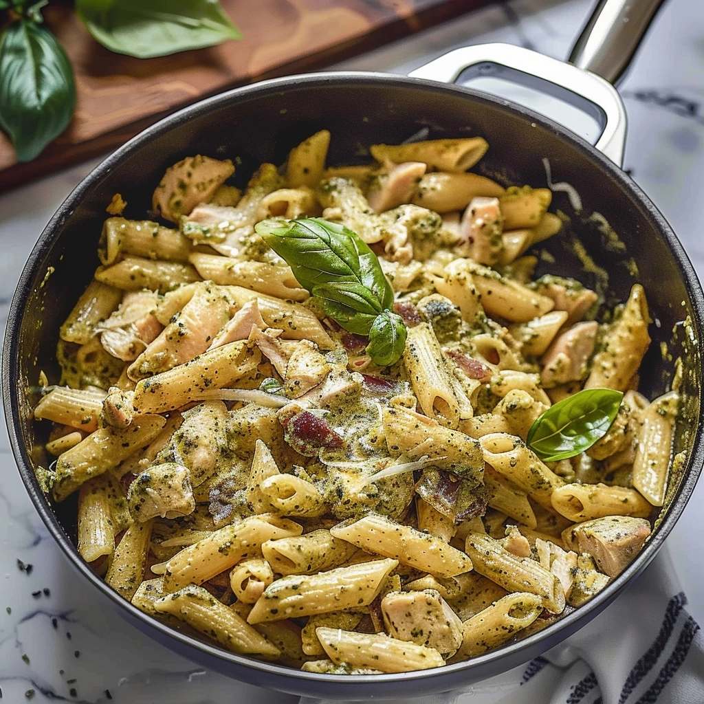 One Pot Creamy Pesto Chicken Pasta Recipe