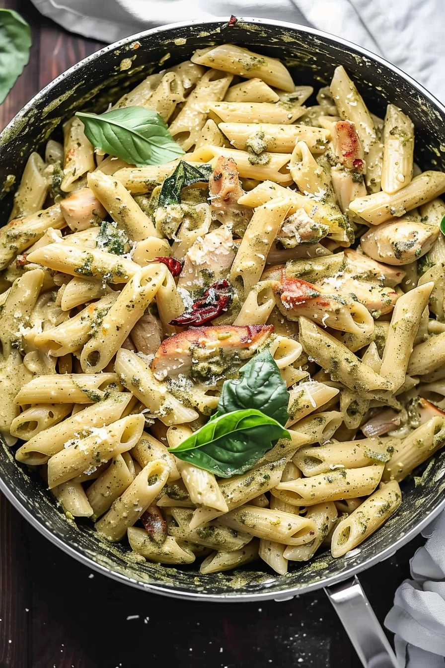 One Pot Creamy Pesto Chicken Pasta Recipe 2 image 1783190968287