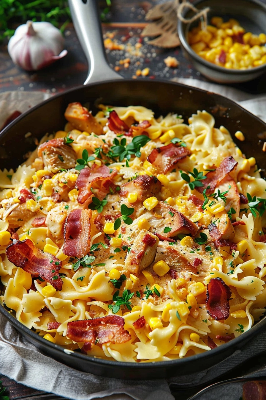 Creamy Chicken Pasta with Corn and Bacon Alternatives 2 image 1783191378749
