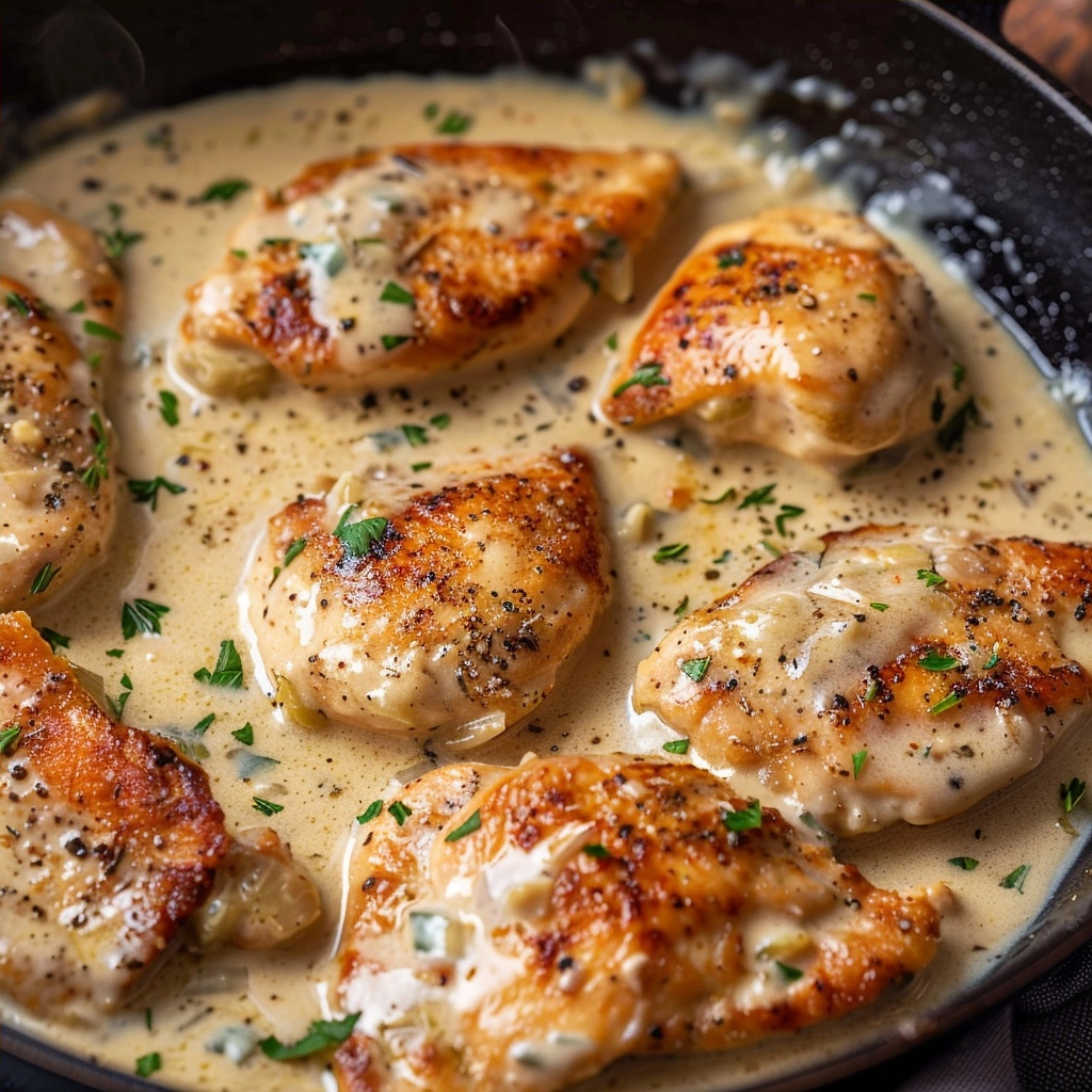 Creamy Garlic Chicken One-Pan Weeknight Dinner