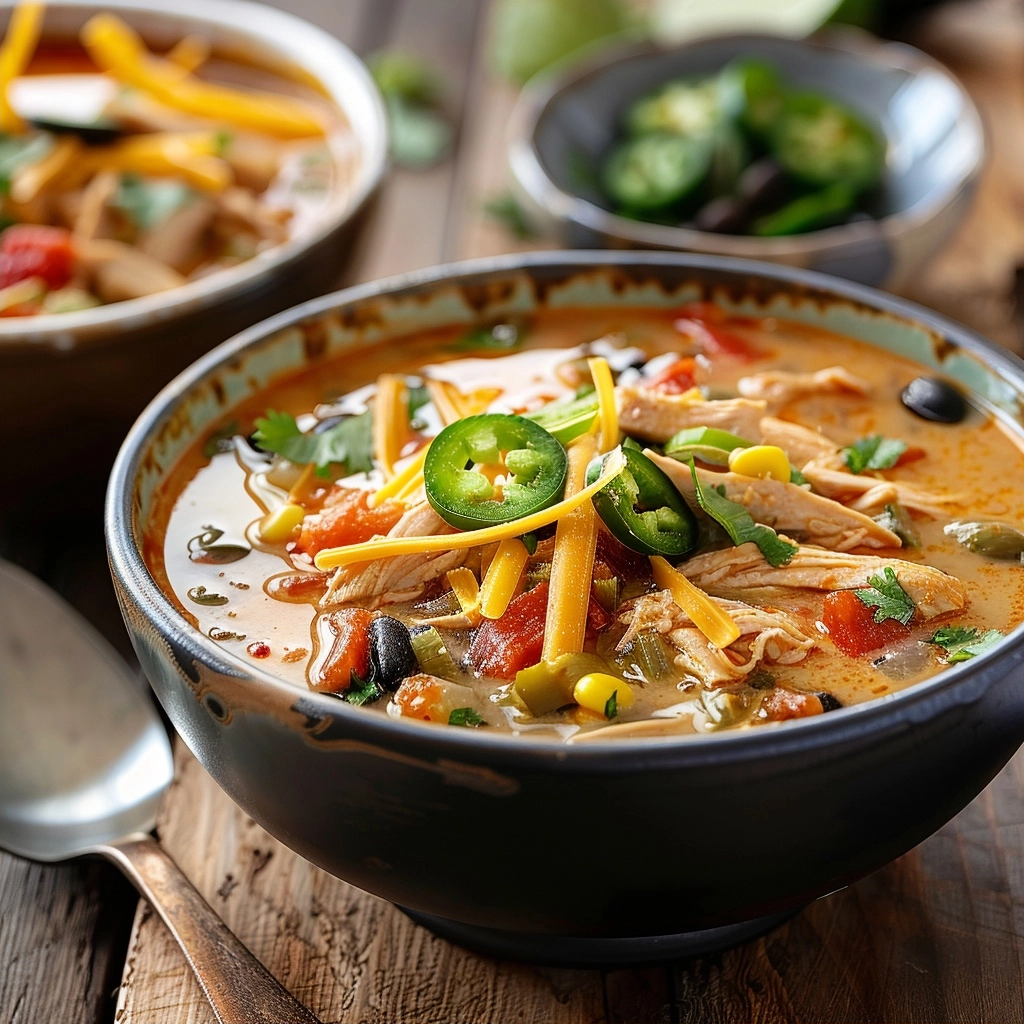 Cheesy Slow Cooker Chicken Fajita Soup Recipe