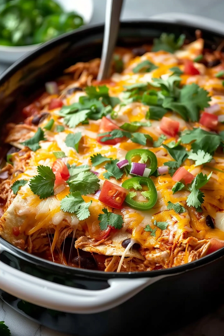 Juicy Crockpot Chicken Enchilada Casserole Recipe 2 image 1784221967212