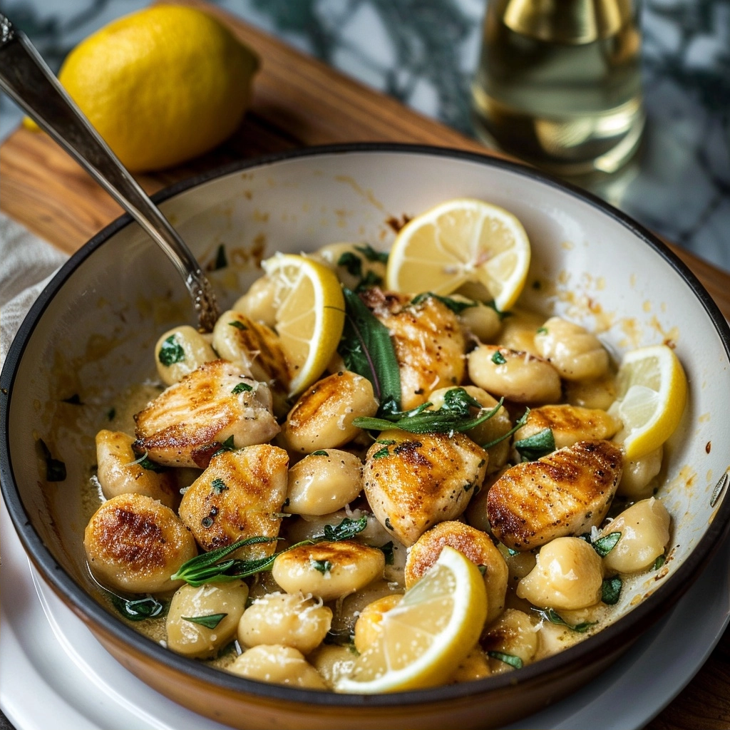 One Pan Lemon Chicken Gnocchi Dinner