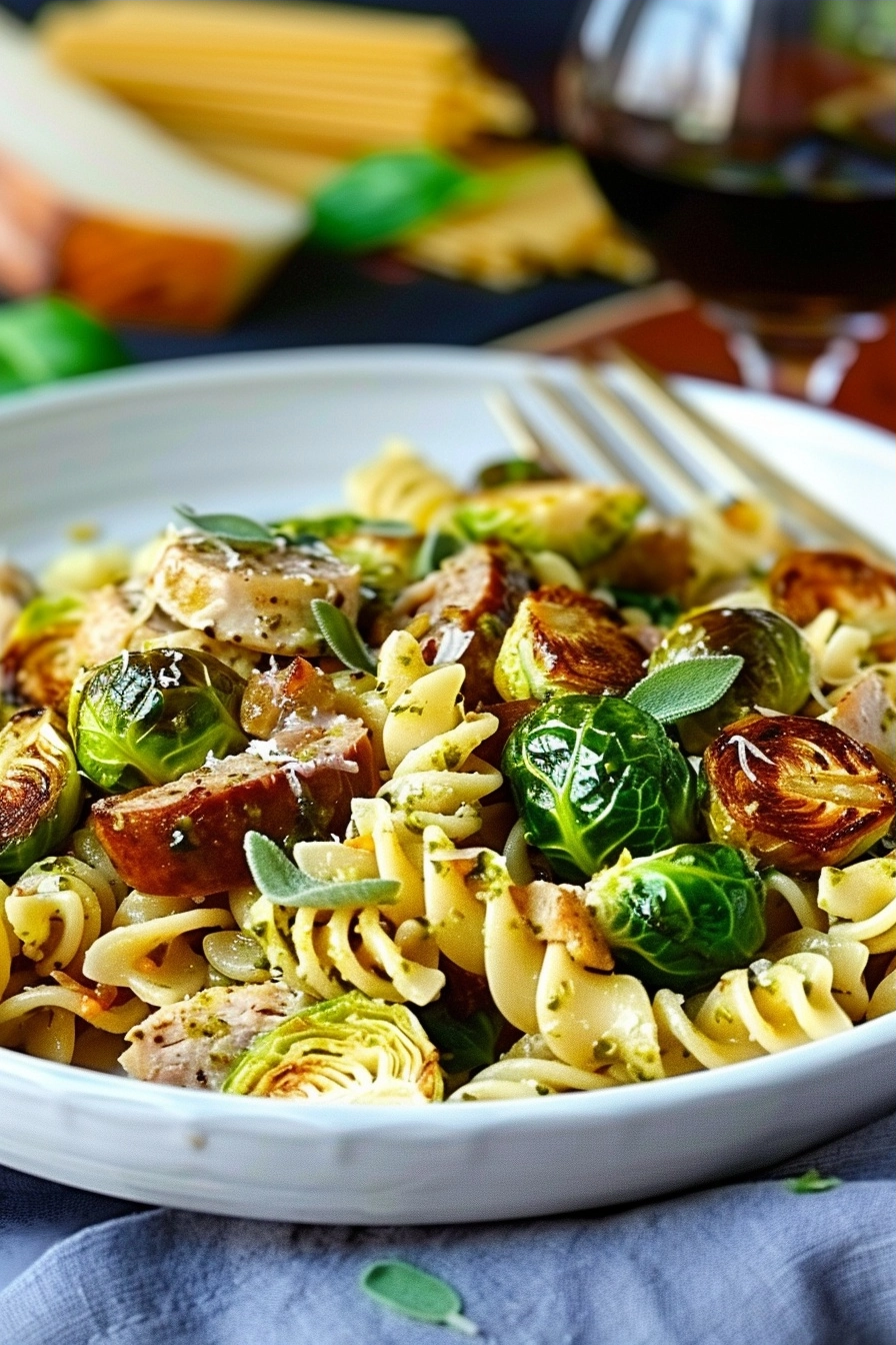 Pesto Pasta With Chicken Sausage and Roasted Brussels Sprouts 2 image 1784376079655