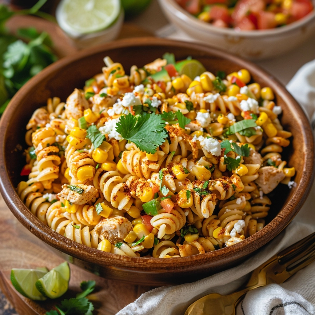 Classic Mexican Street Corn Chicken Pasta Salad