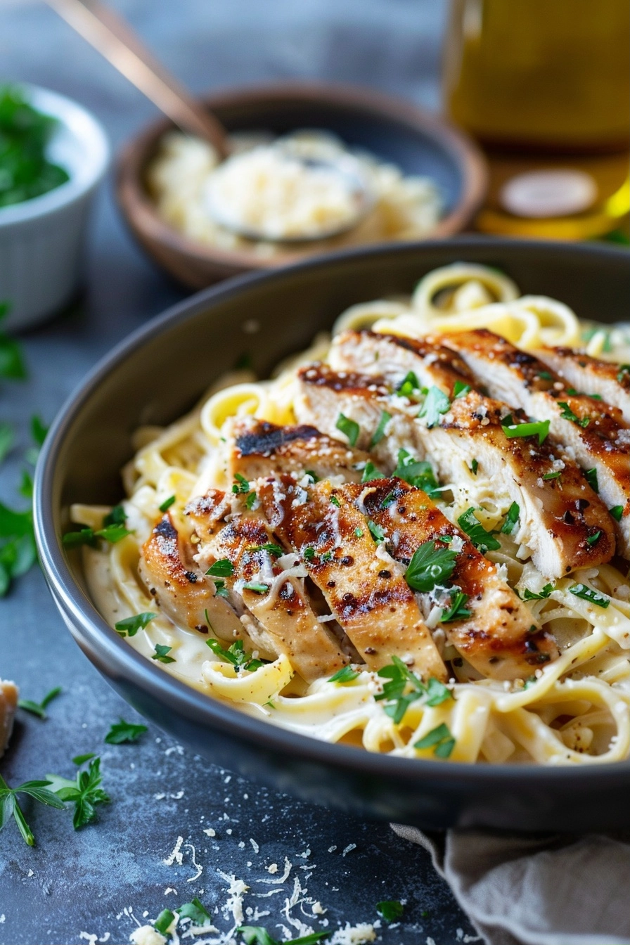 High Protein Grilled Chicken Alfredo Pasta Recipe 2 image 1784394048388
