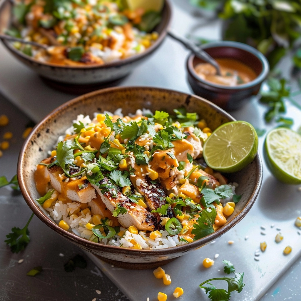 Street Corn Chicken Rice Bowls for Easy Weeknight Dinners