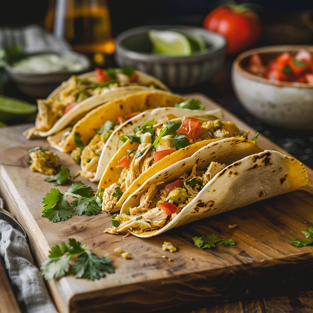 Slow Cooker Queso Chicken Tacos (Easy 4 Ingredient Recipe)