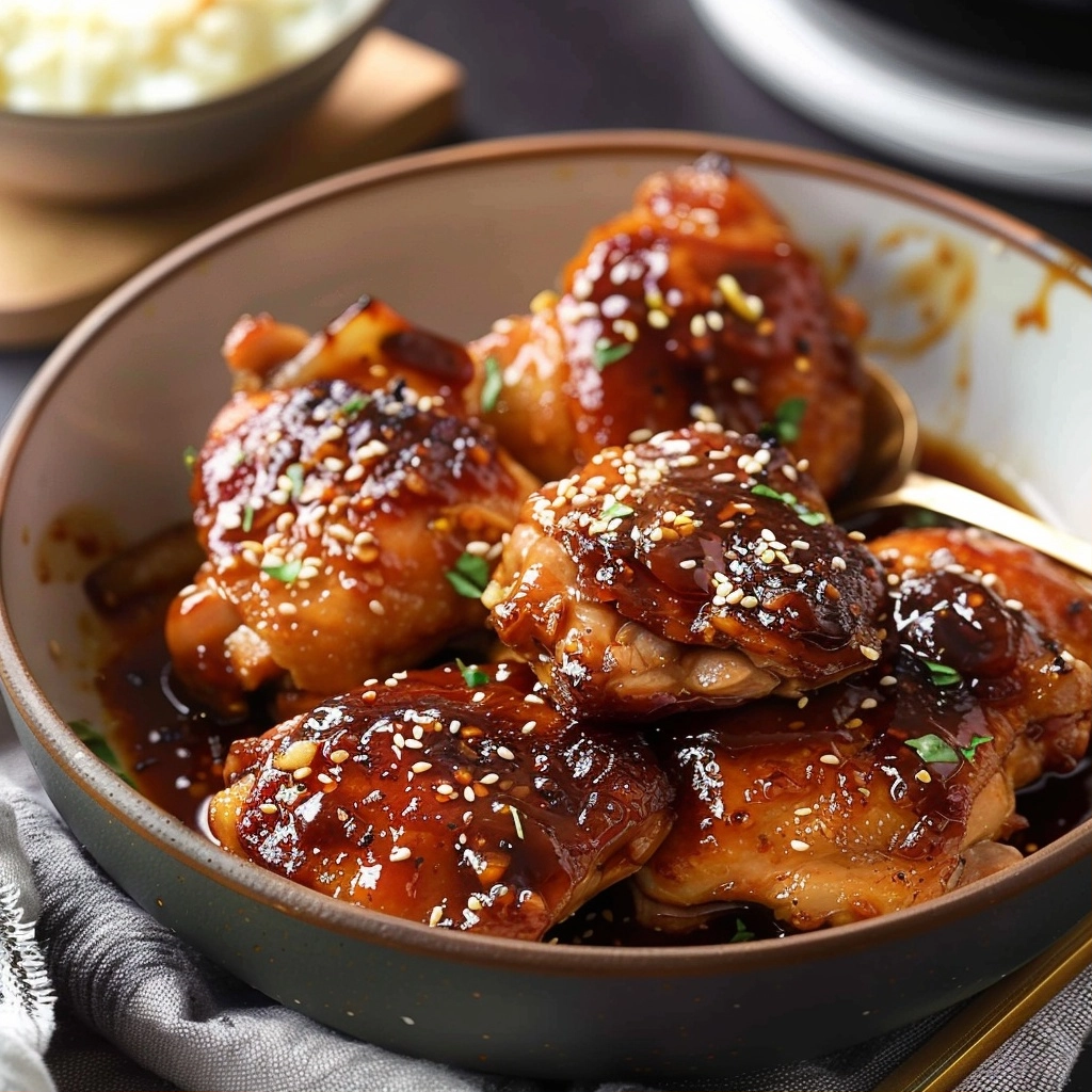 Instant Pot Chicken Thighs with Sticky Honey Garlic Sauce