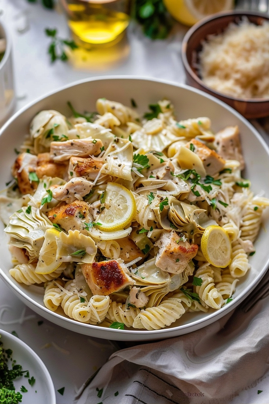 Lemon Chicken Artichoke Pasta Salad for Easy Dinners 2 image 1784408965299