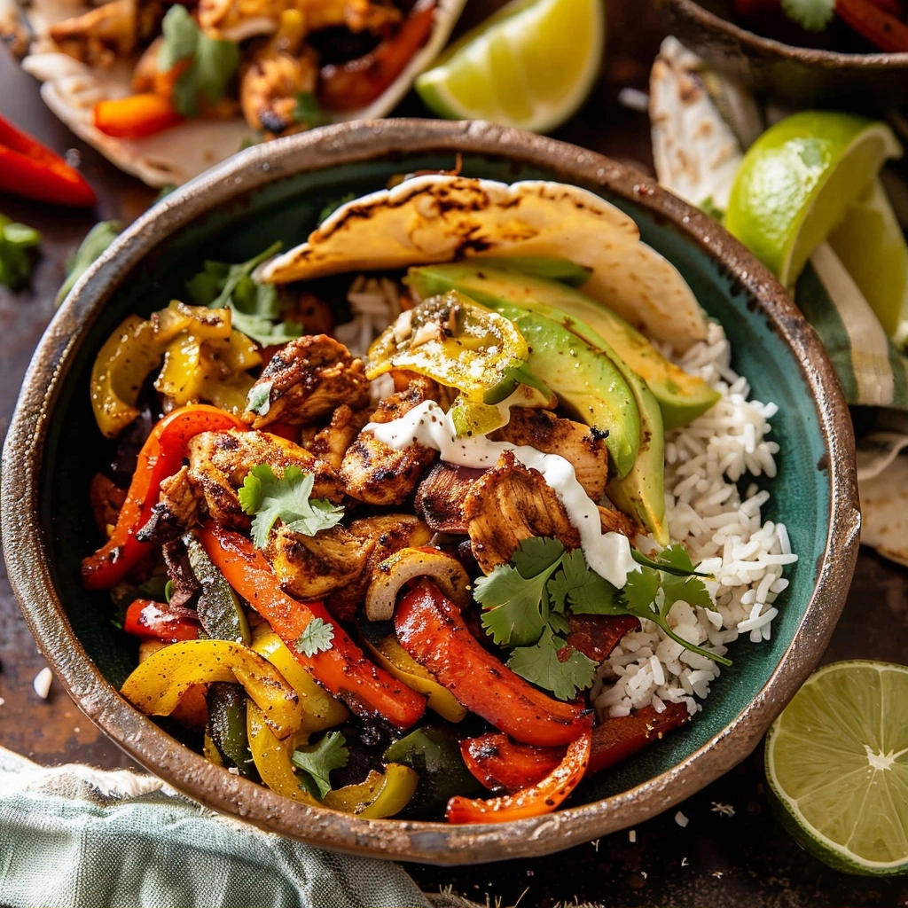 Sheet Pan Poblano Chicken Fajita Bowls for Quick Dinners