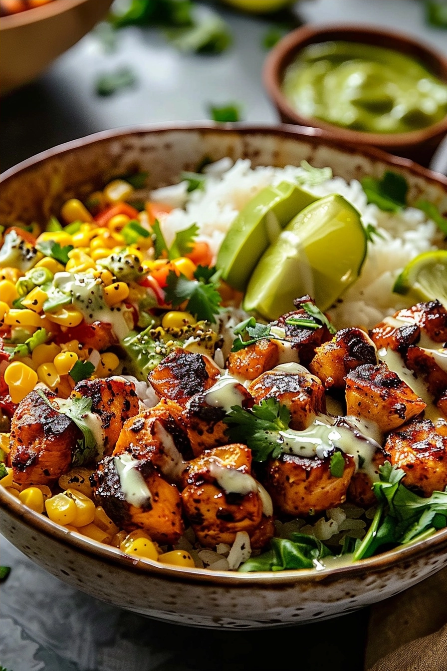 High Protein Street Corn Chicken Rice Bowls for Easy Dinner Ideas 2 image 1784499877618